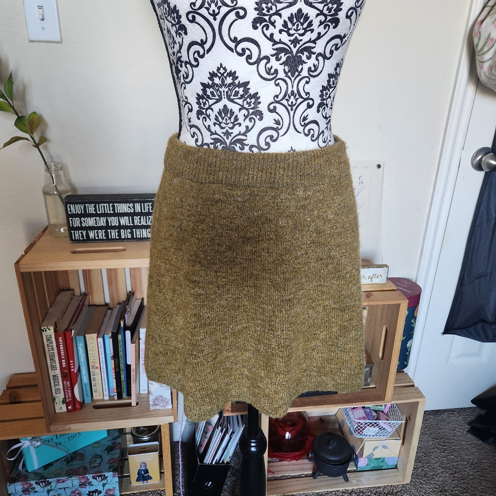 Mango Mustard Knit Mini Skirt